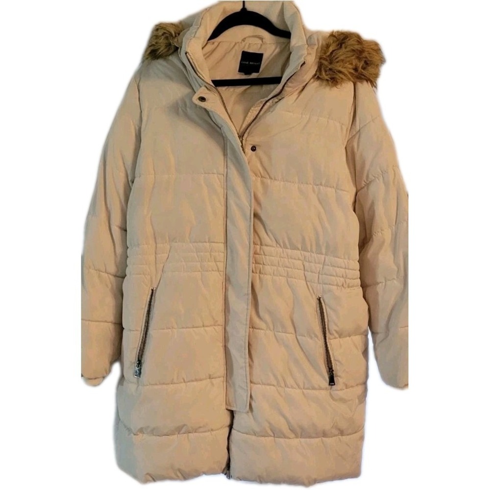 Lane Bryant Hooded Jacket with Side Pockets ivory puffer Size 14/16 coat vintage